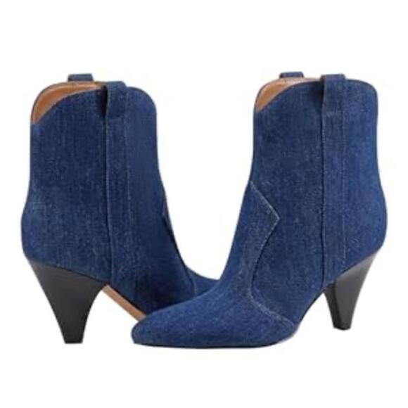 NEW Marc Fisher LTD Carissa Pull On Ankle Bootie Navy Denim Women’s size 7.5 - Picture 12 of 14